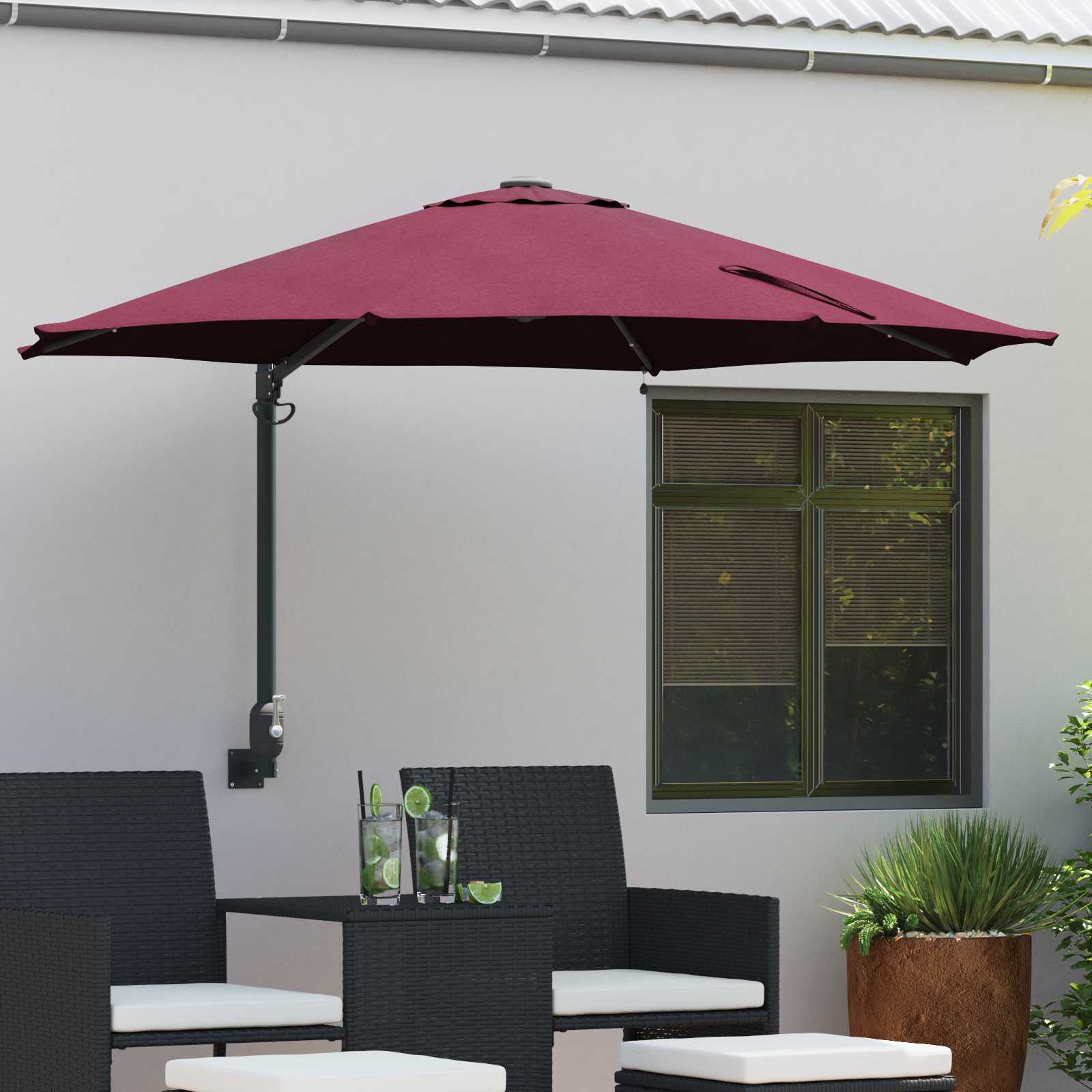 Vrtni suncobran Bordeaux Crvena 248 x 248 x 148 cm