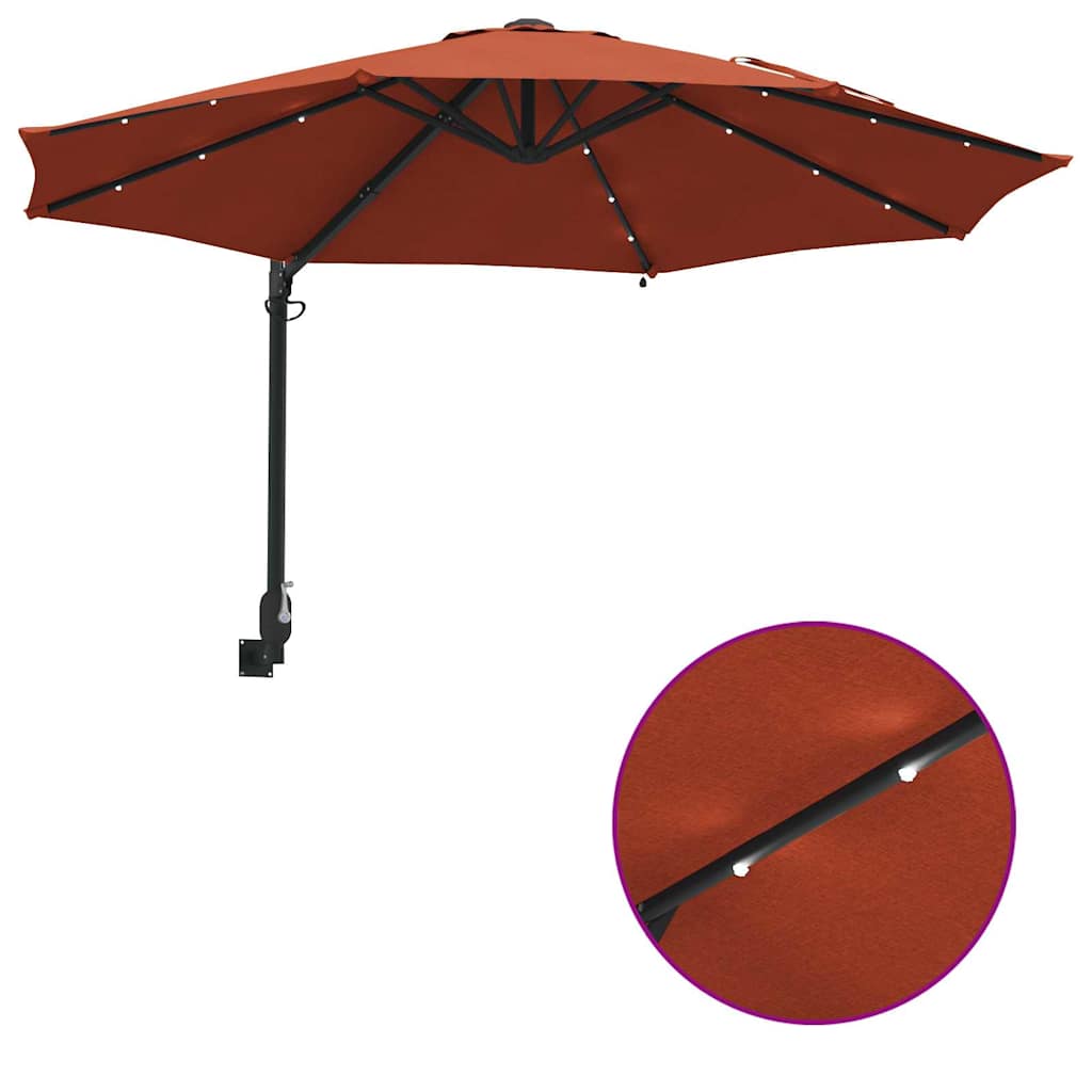 Vrtni suncobran Terakota 248 x 248 x 148 cm Poliester i čelik