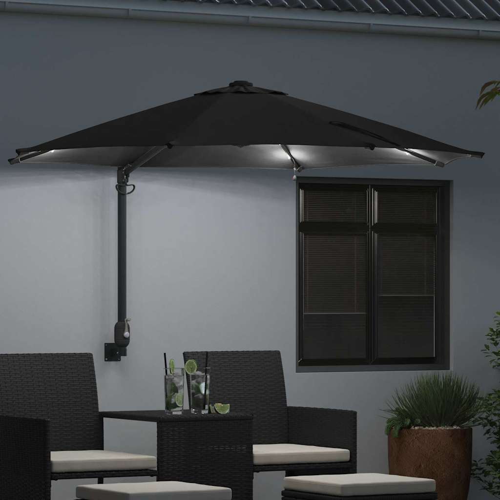 Vrtni suncobran Crna 248 x 248 x 148 cm Poliester i čelik