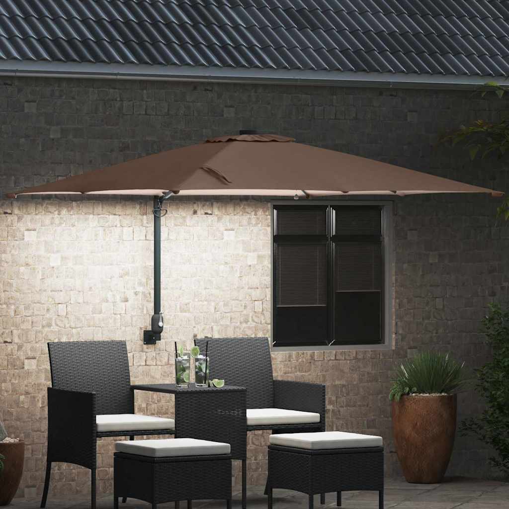 Vrtni suncobran S LED lampica Sivo-smeđa 248,5 x 247,5 x 160 cm