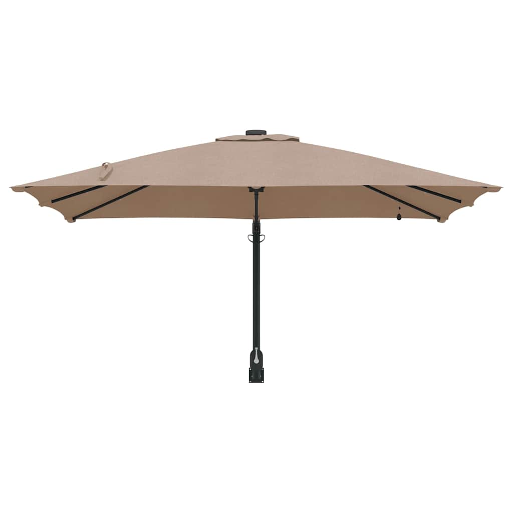 Vrtni suncobran S LED lampica Sivo-smeđa 248,5 x 247,5 x 160 cm
