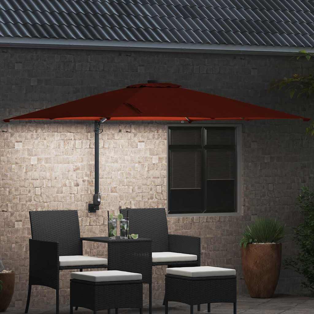 Vrtni suncobran S LED lampica Terakota 248,5 x 247,5 x 160 cm