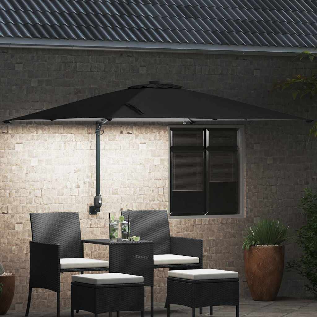 Vrtni suncobran Crna 248,5 x 247,5 x 160 cm Poliester i čelik