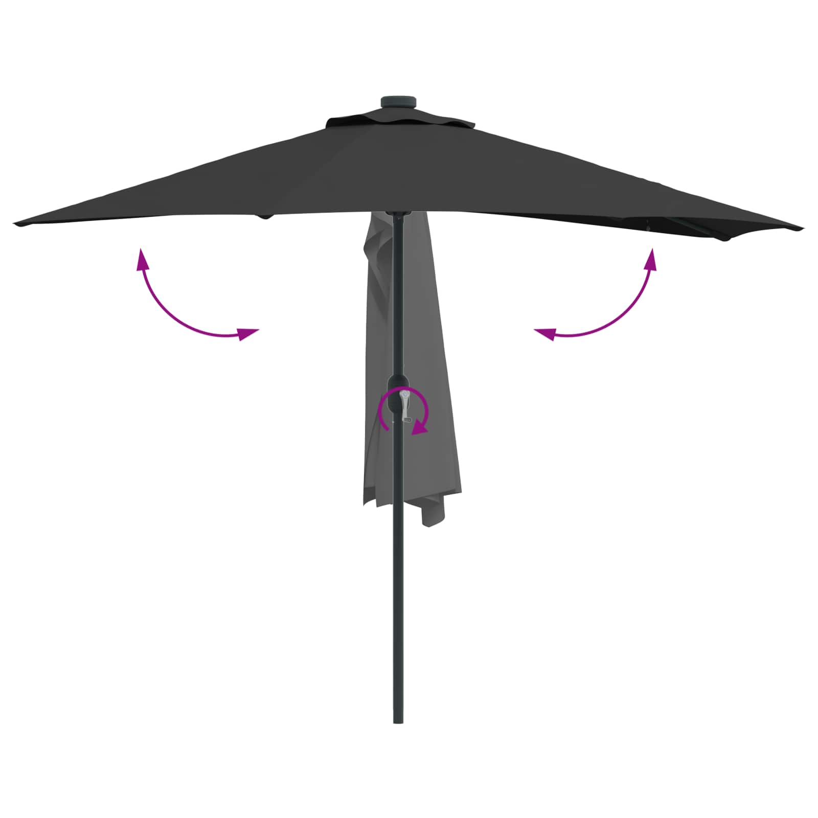 Vrtni suncobran Crna 294 x 150 x 224 cm Poliester i čelik