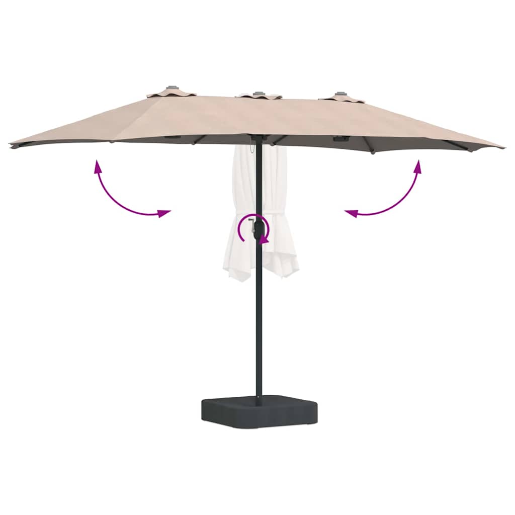 Vrtni suncobran Sivo-smeđa 385 x 209 x 244 cm Poliester i čelik