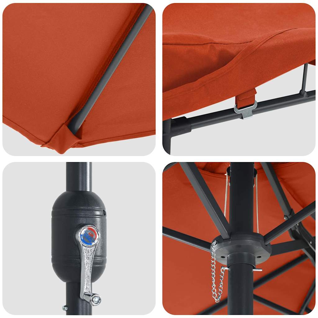 Vrtni suncobran Terakota 385 x 209 x 244 cm Poliester i čelik