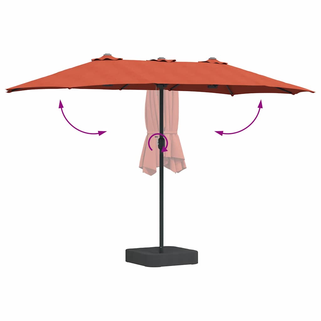 Vrtni suncobran Terakota 385 x 209 x 244 cm Poliester i čelik