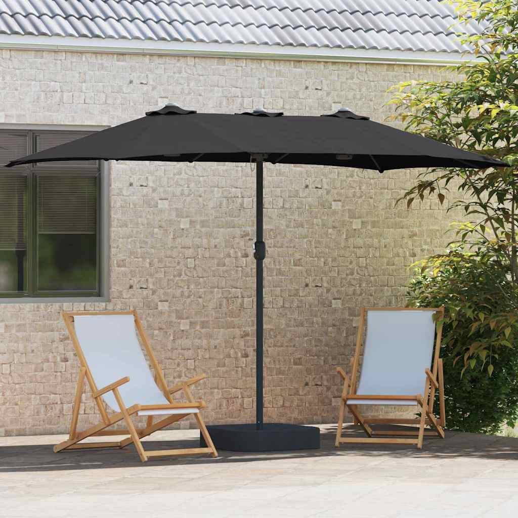 Vrtni suncobran Crna 385 x 209 x 244 cm Poliester i čelik