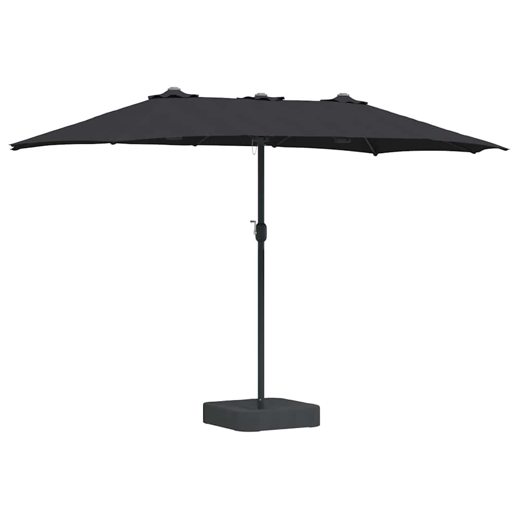 Vrtni suncobran Crna 385 x 209 x 244 cm Poliester i čelik