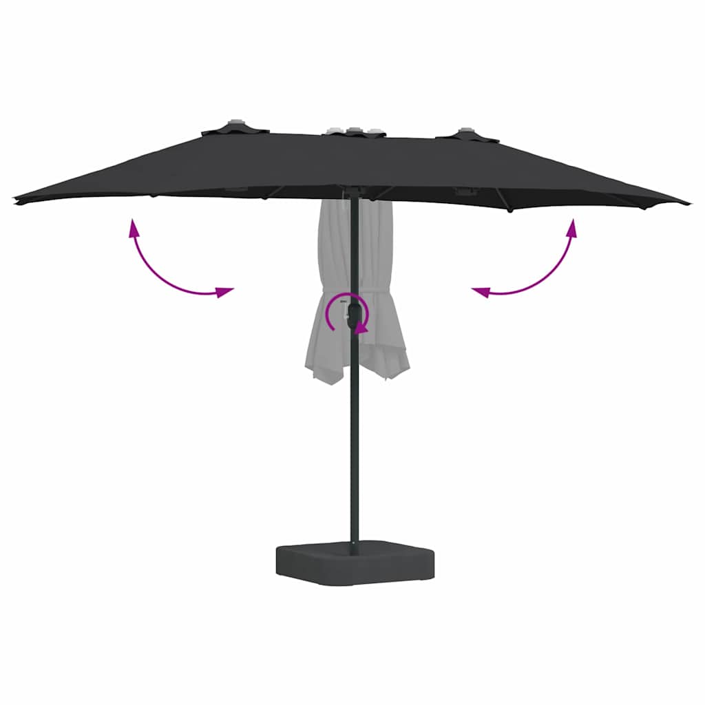 Vrtni suncobran Crna 385 x 209 x 244 cm Poliester i čelik
