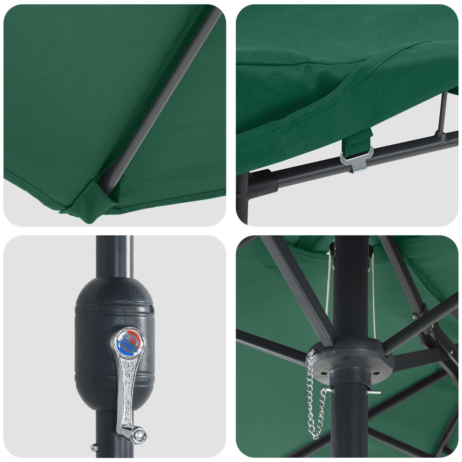 Vrtni suncobran Zelena 385 x 209 x 244 cm Poliester