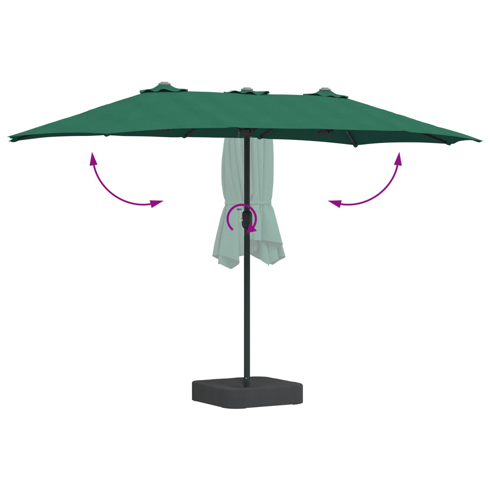 Vrtni suncobran Zelena 385 x 209 x 244 cm Poliester