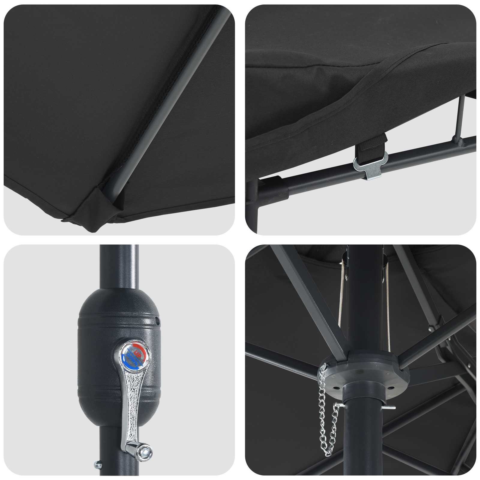 Vrtni suncobran Crna 385 x 209 x 244 cm Poliester