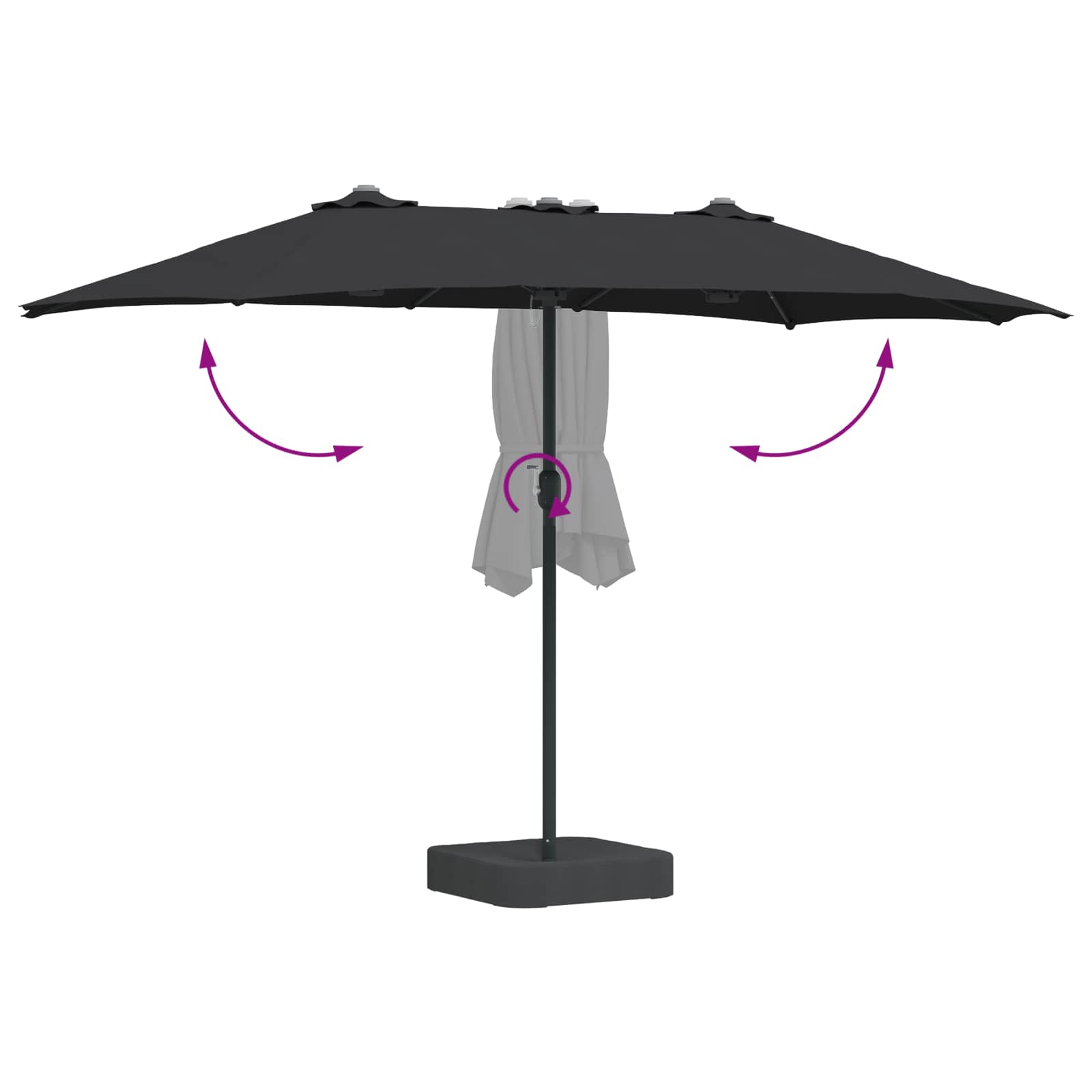 Vrtni suncobran Crna 385 x 209 x 244 cm Poliester