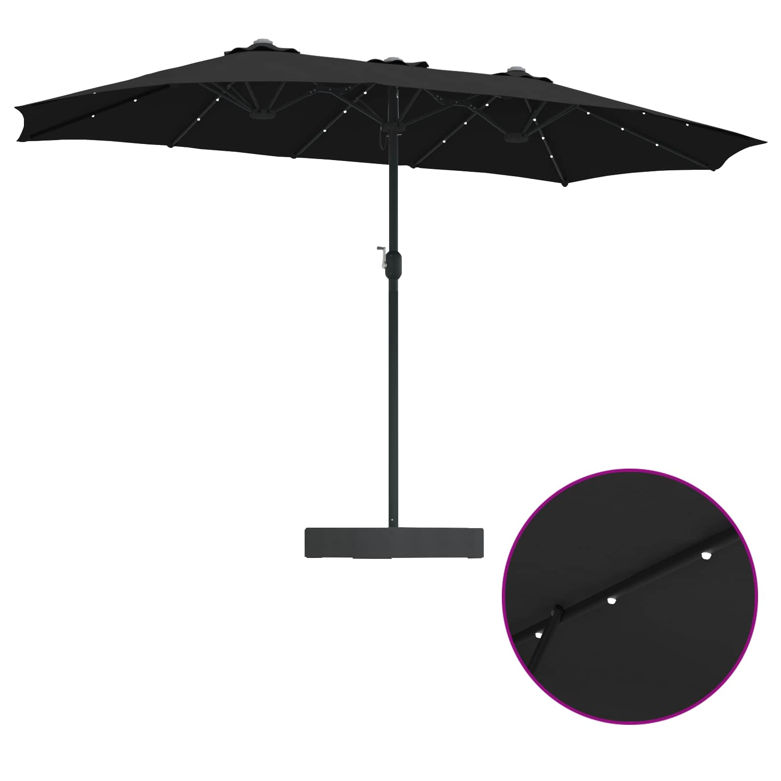 Vrtni suncobran Crna 385 x 209 x 244 cm Poliester
