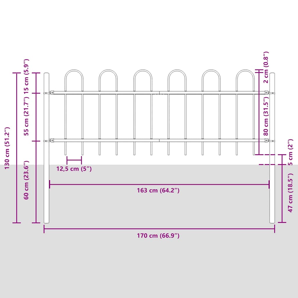 Vrtna Ograda 2 pcs Siva 3,4 x 0,8 m Čelik s prahom