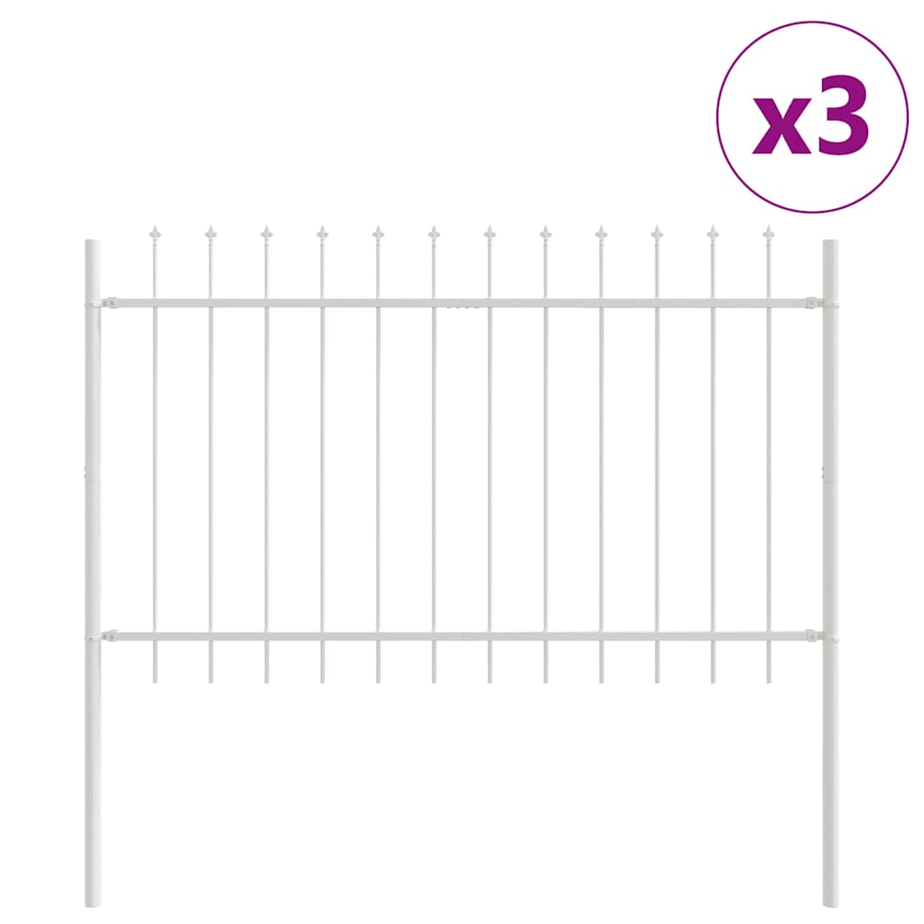 Vrtna Ograda 3 pcs Bijelo 5,1 x 0,8 m Čelik s prahom