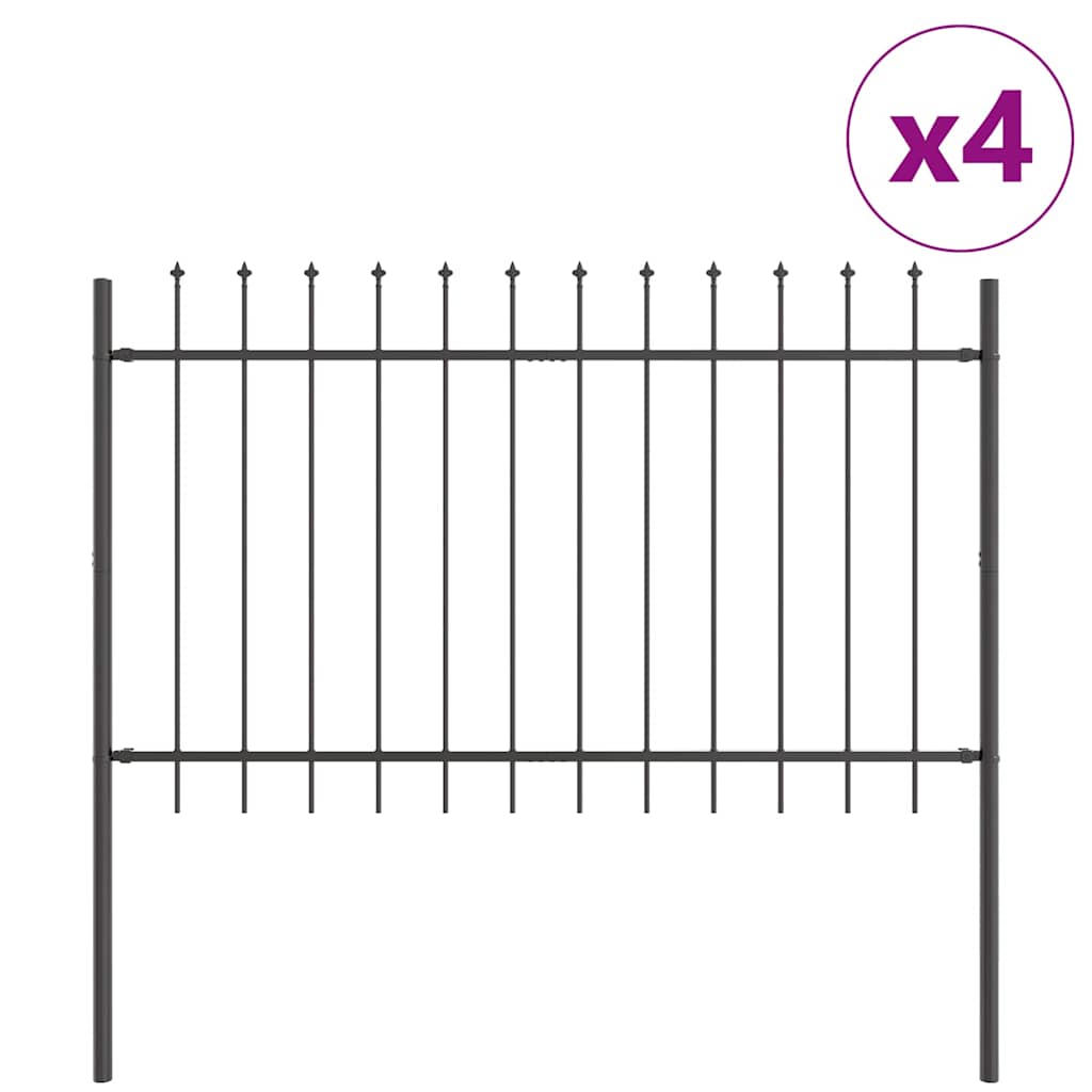 Vrtna Ograda 4 pcs Siva 6,8 x 0,8 m Čelik s prahom
