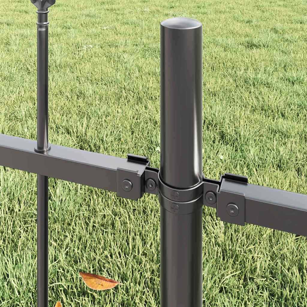 Vrtna Ograda 4 pcs Siva 6,8 x 1,5 m Čelik s prahom