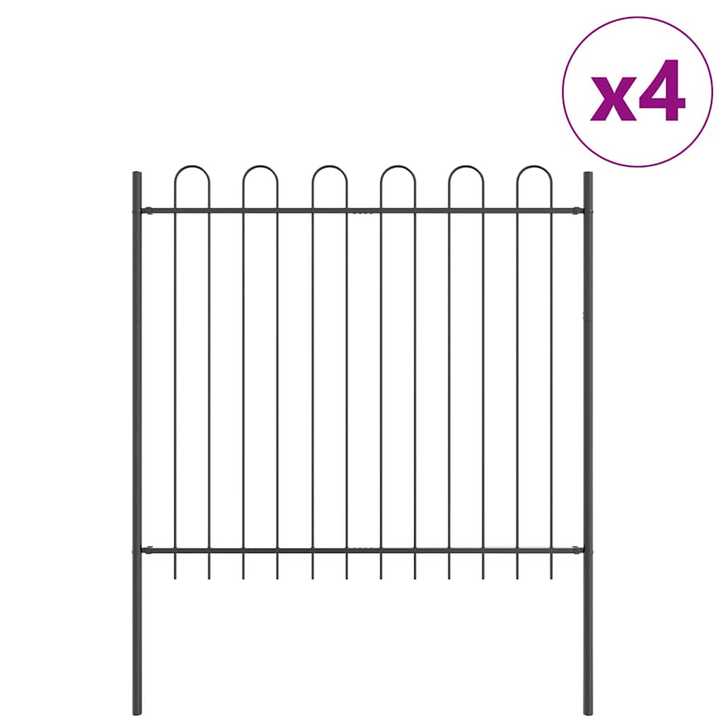 Vrtna Ograda 4 pcs Siva 6,8 x 1,5 m Čelik s prahom