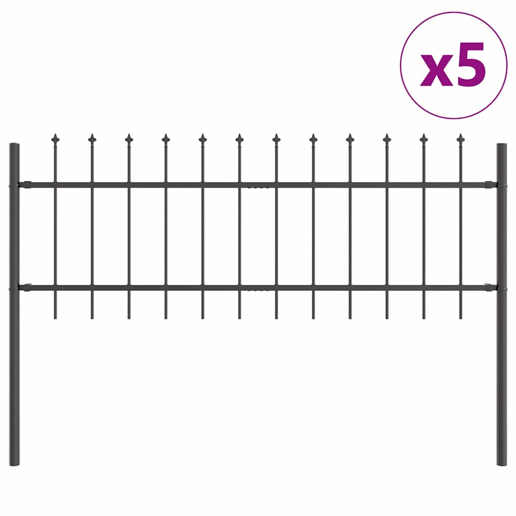 Vrtna Ograda 5 pcs Siva 8,5 x 0,6 m Čelik s prahom