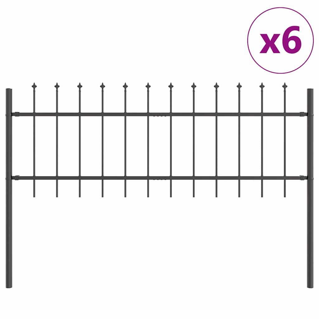 Vrtna Ograda 6 pcs Siva 10,2 x 0,6 m Čelik s prahom