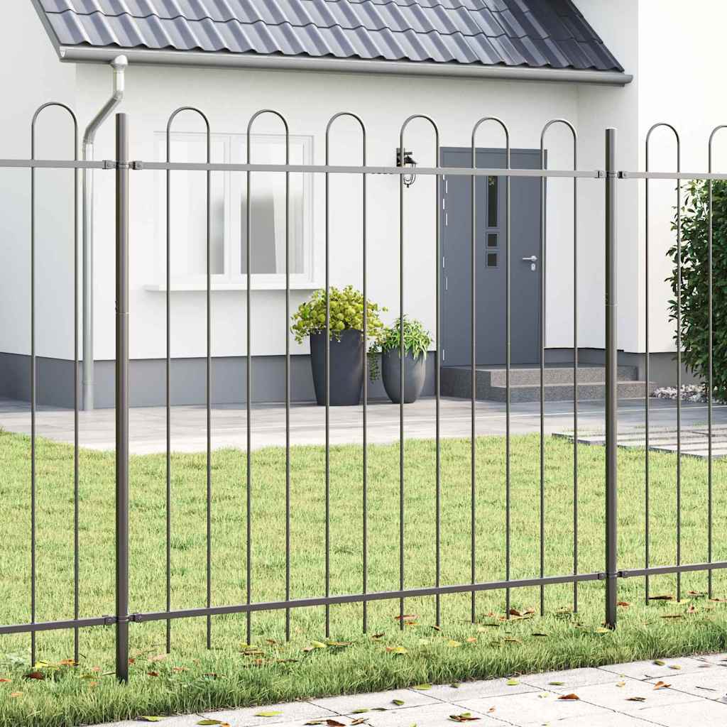 Vrtna Ograda 6 pcs Siva 10,2 x 1,5 m Čelik s prahom