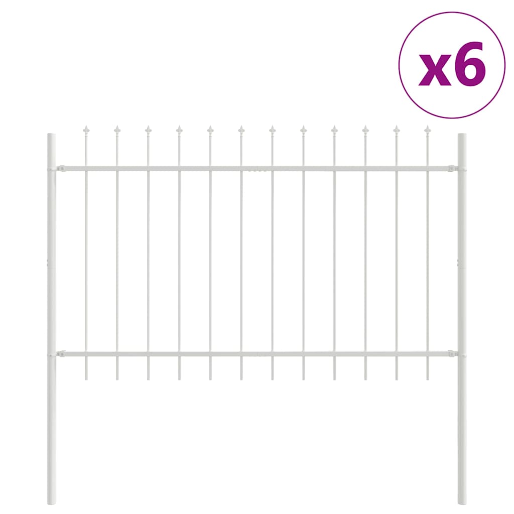 Vrtna Ograda 6 pcs Bijelo 10,2 x 1,2 m Čelik s prahom