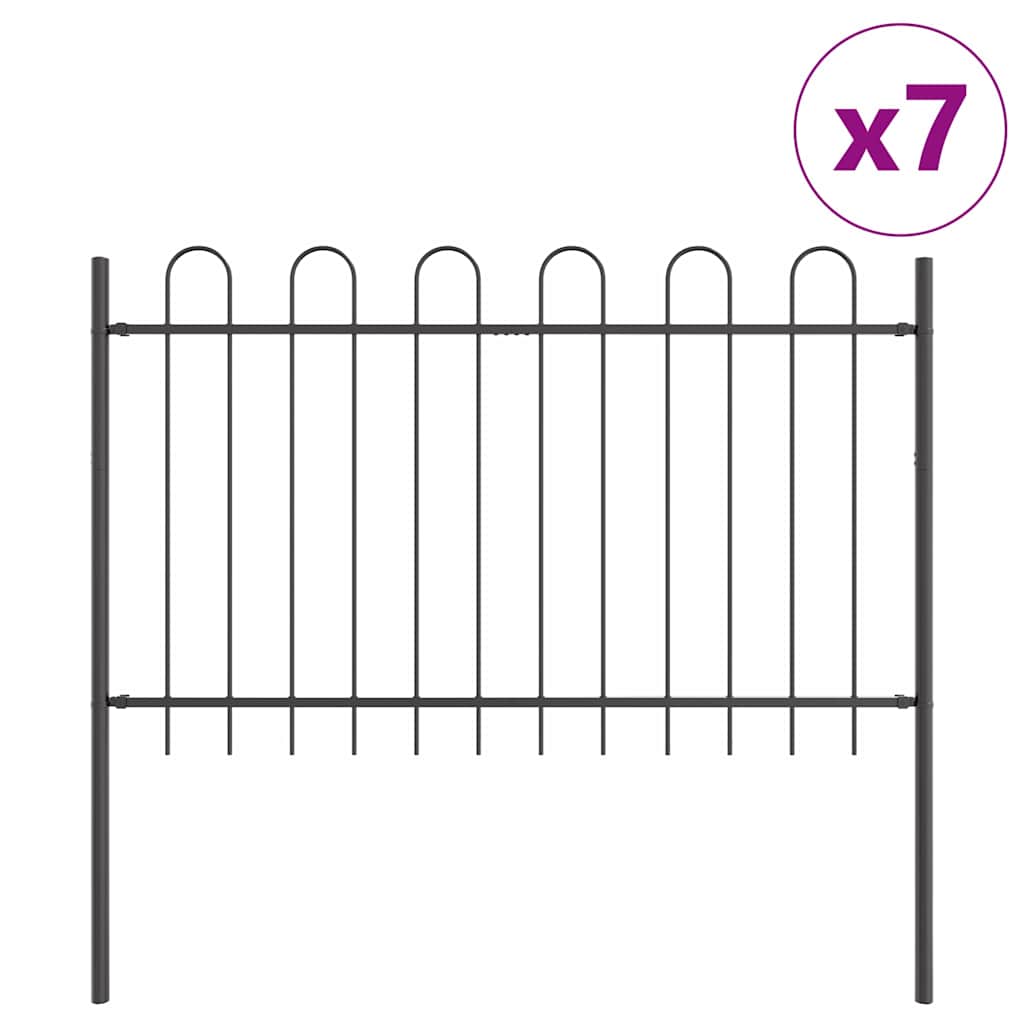 Vrtna Ograda 7 pcs Siva 11,9 x 0,8 m Čelik s prahom