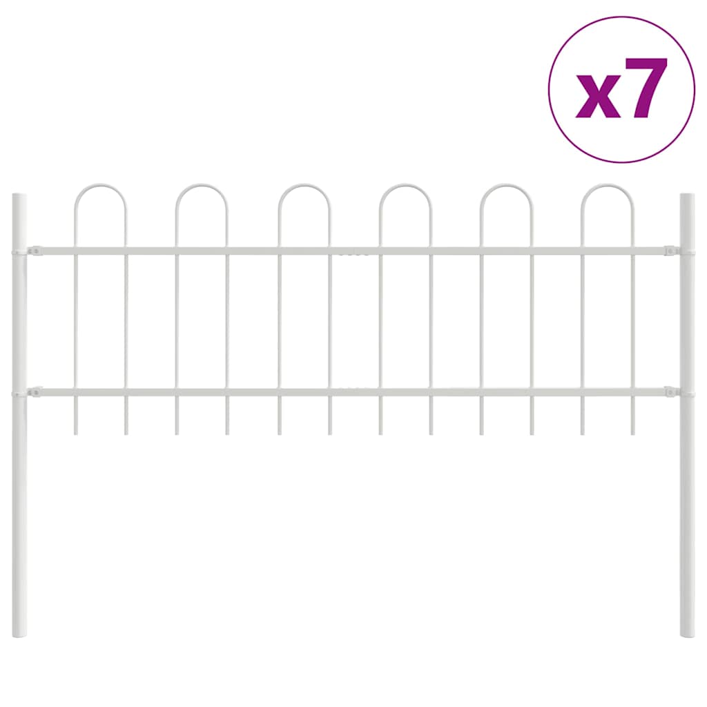 Vrtna Ograda 7 pcs Bijelo 11,9 x 0,6 m Čelik s prahom