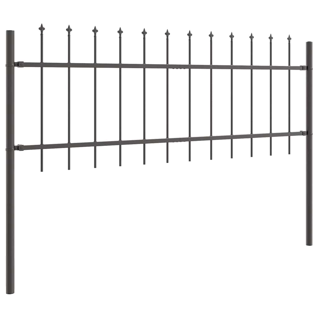 Vrtna Ograda 8 pcs Siva 13,6 x 0,6 m Čelik s prahom