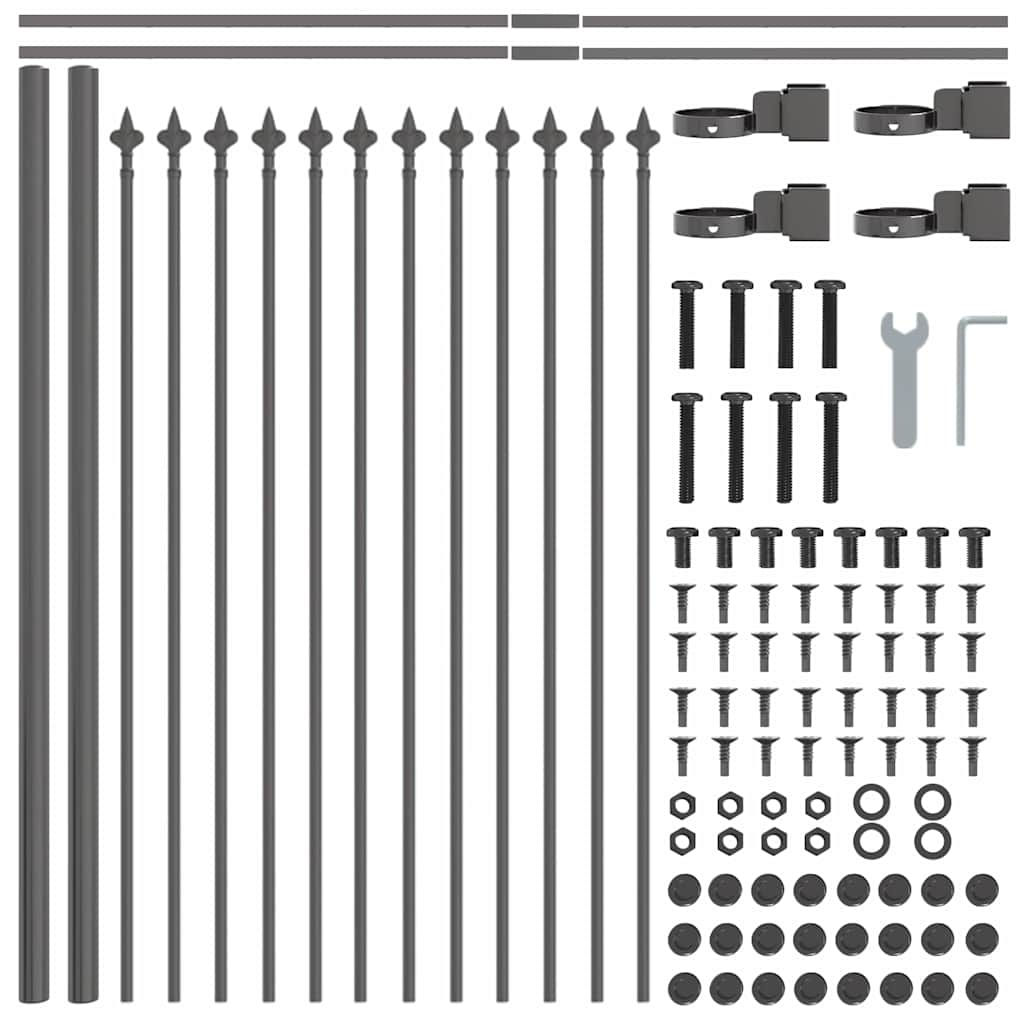 Vrtna Ograda 8 pcs Siva 13,6 x 0,6 m Čelik s prahom