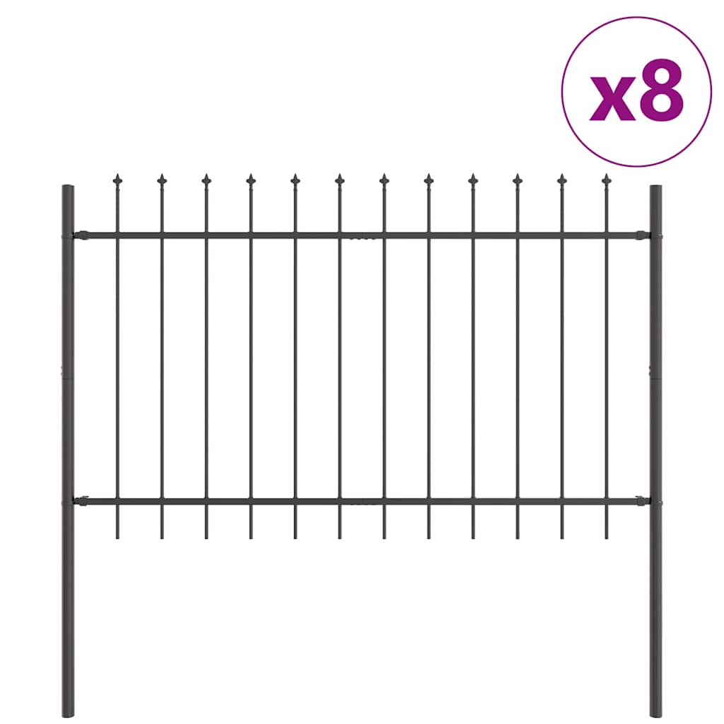 Vrtna Ograda 8 pcs Siva 13,6 x 1 m Čelik s prahom