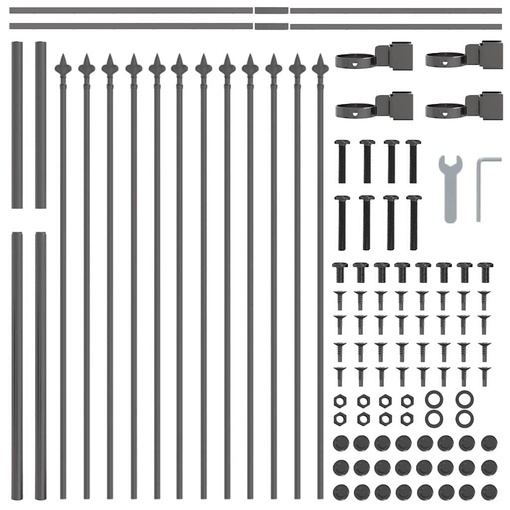 Vrtna Ograda 8 pcs Siva 13,6 x 1 m Čelik s prahom