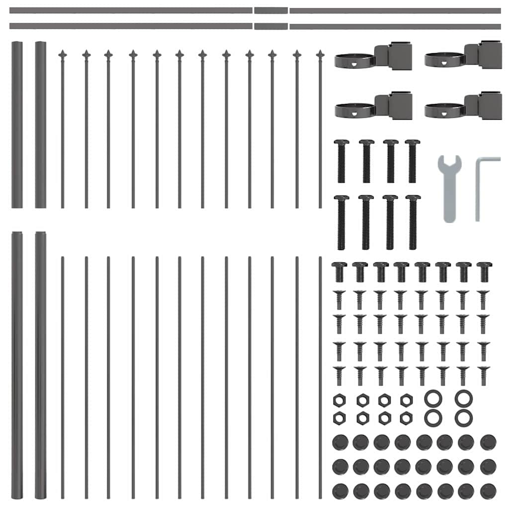Vrtna Ograda 8 pcs Siva 13,6 x 1,5 m Čelik s prahom