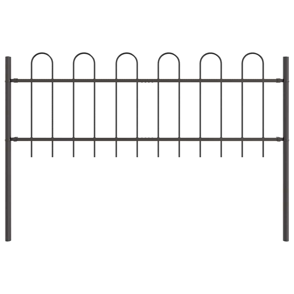 Vrtna Ograda 8 pcs Siva 13,6 x 0,6 m Čelik s prahom