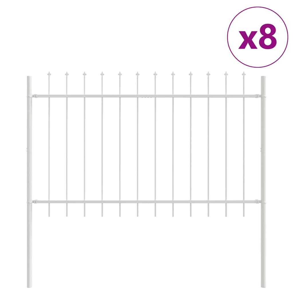 Vrtna Ograda 8 pcs Bijelo 13,6 x 0,8 m Čelik s prahom