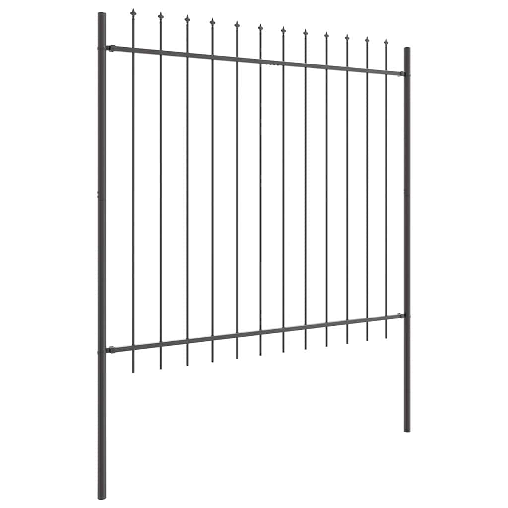 Vrtna Ograda 9 pcs Siva 15,3 x 1,5 m Čelik s prahom