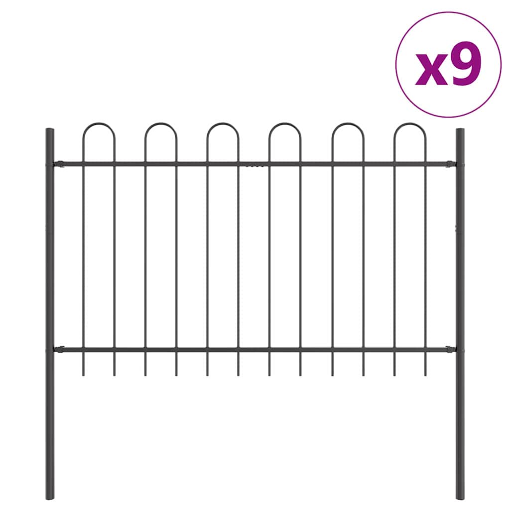 Vrtna Ograda 9 pcs Siva 15,3 x 1 m Čelik s prahom