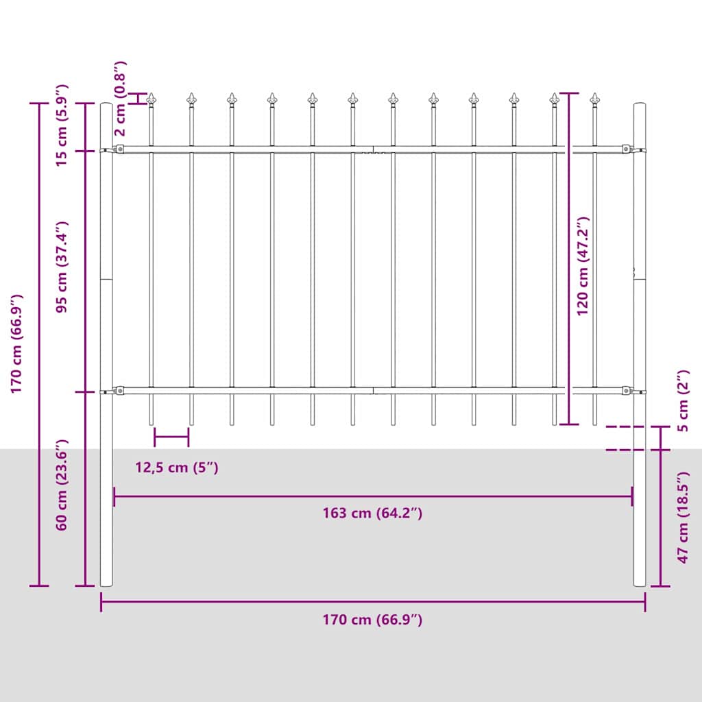 Vrtna Ograda 9 pcs Bijelo 15,3 x 1,2 m Čelik s prahom