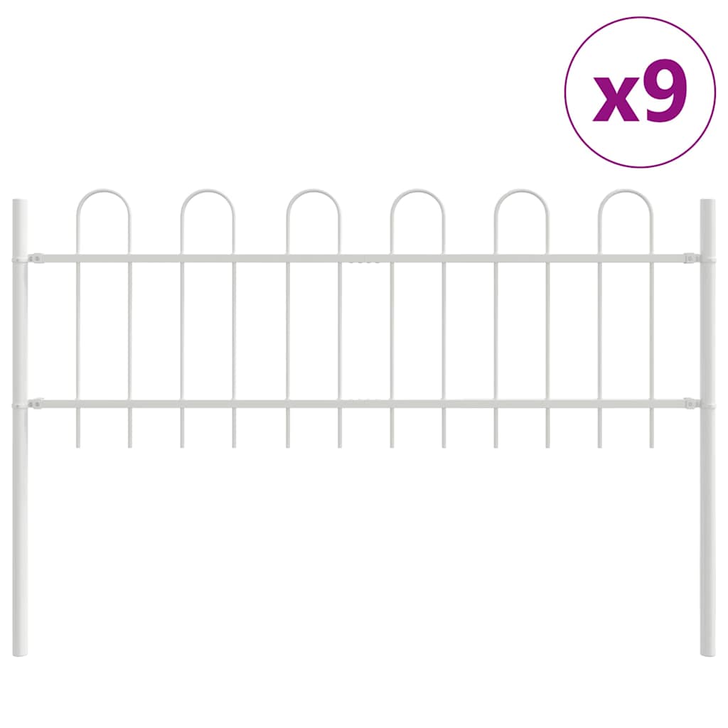 Vrtna Ograda 9 pcs Bijelo 15,3 x 0,6 m Čelik s prahom