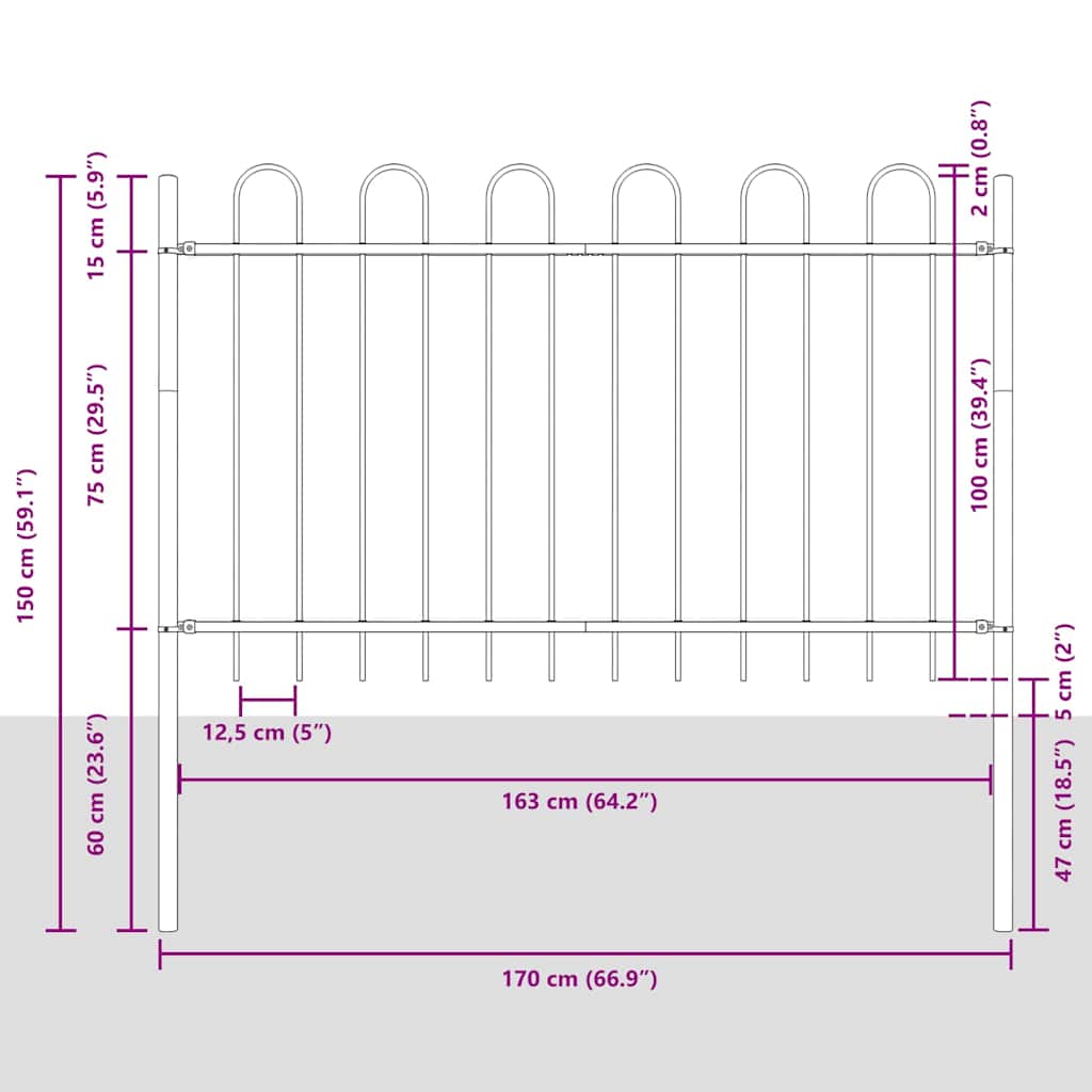 Vrtna Ograda 9 pcs Bijelo 15,3 x 1 m Čelik s prahom