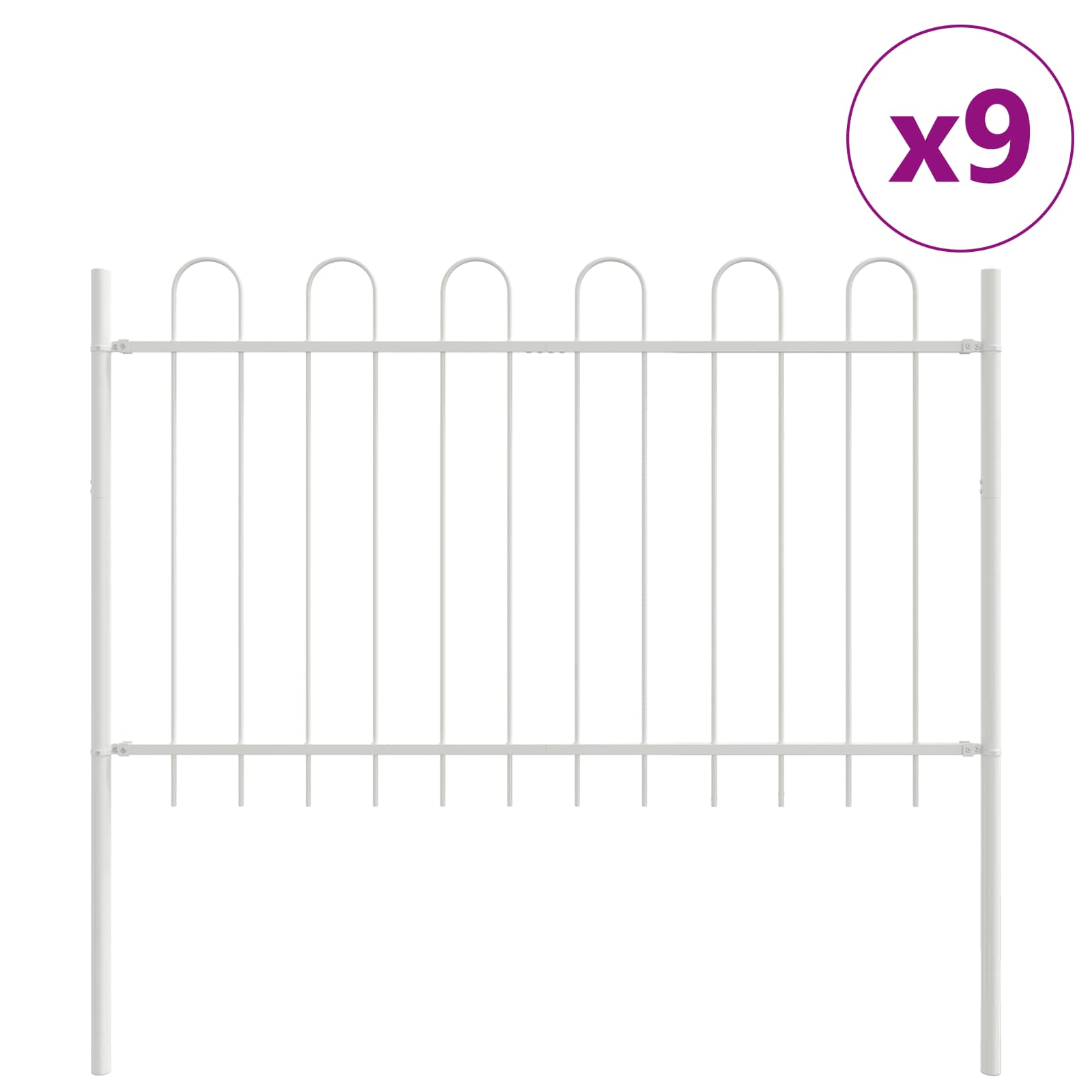 Vrtna Ograda 9 pcs Bijelo 15,3 x 1 m Čelik s prahom