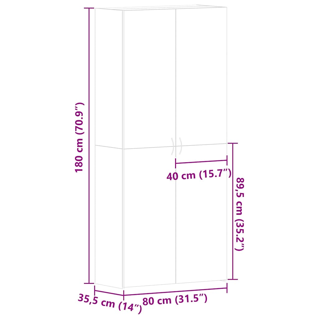 Ormar za cipele Bijelo 80 x 35.5 x 180 cm Konstruirano drvo