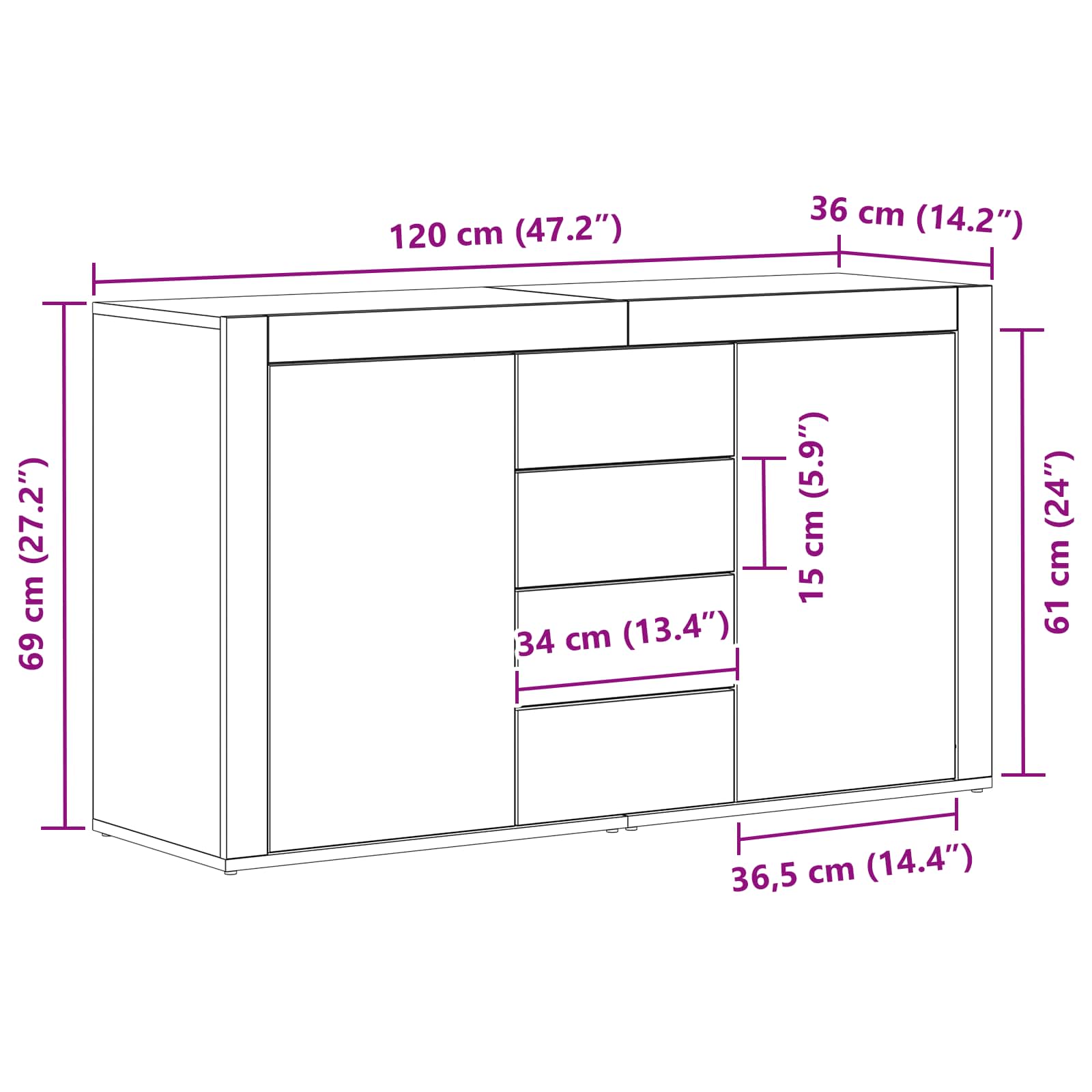 Kreveta Sonoma hrast 120 x 36 x 69 cm Konstruirano drvo