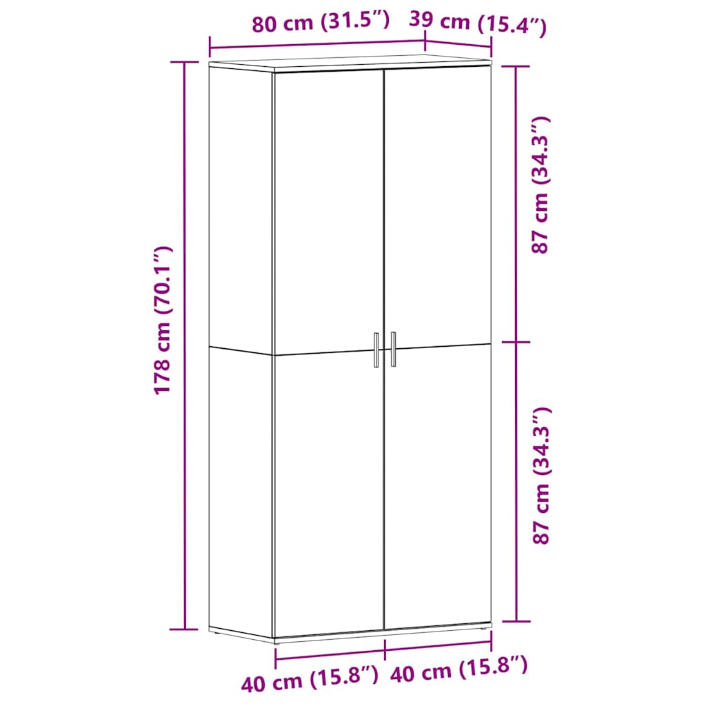 Ormar za cipele s policom Dimljeni hrast 80 x 39 x 178 cm