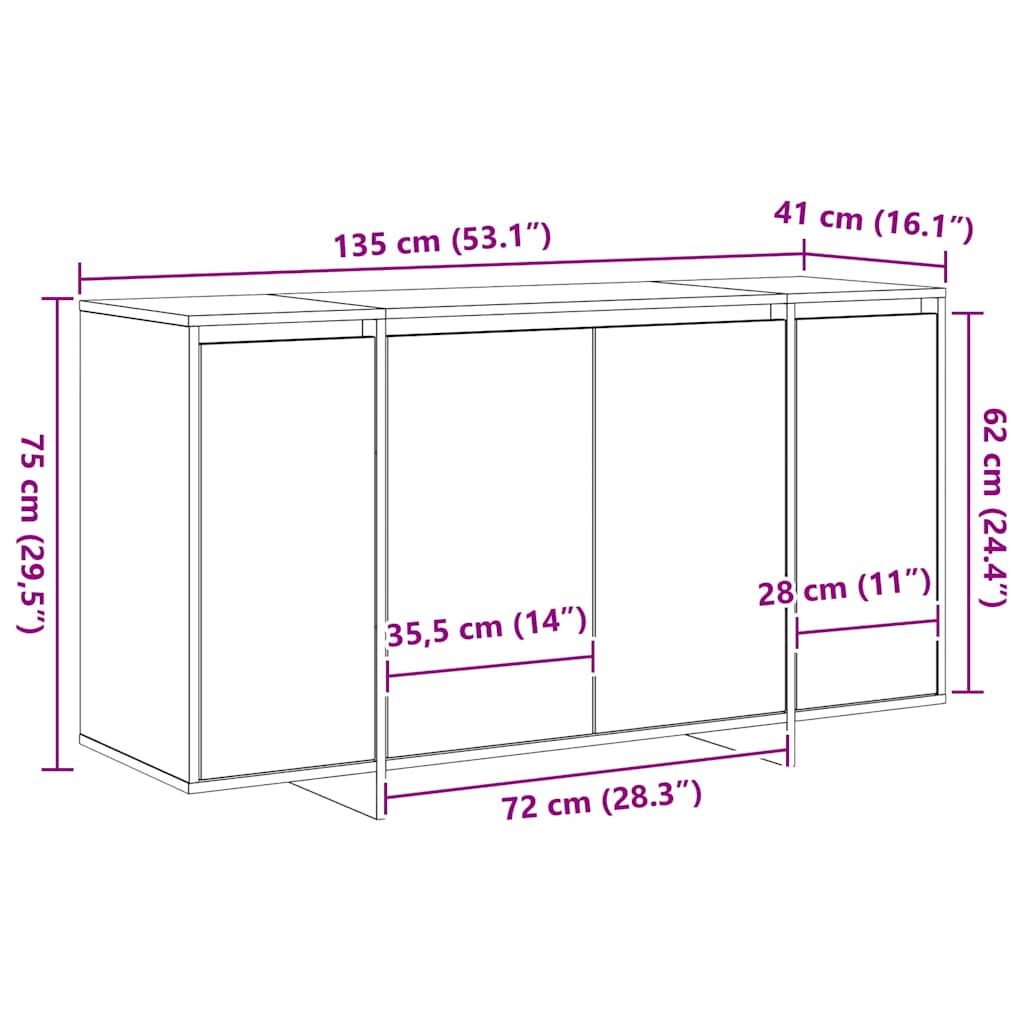 Kreveta Crni hrast 135 x 41 x 75 cm Konstruirano drvo