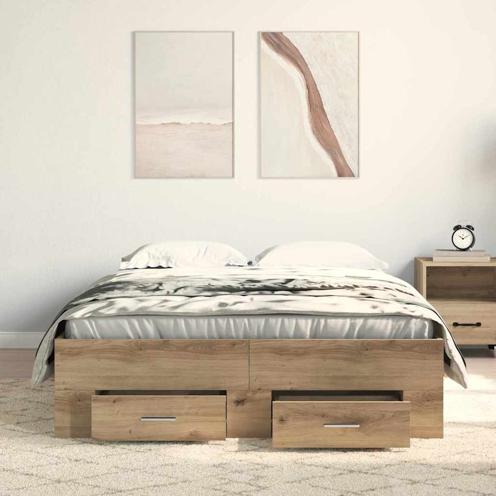 Krevetna konstrukcija s ladicama Umjetnički hrast 120 x 200 cm