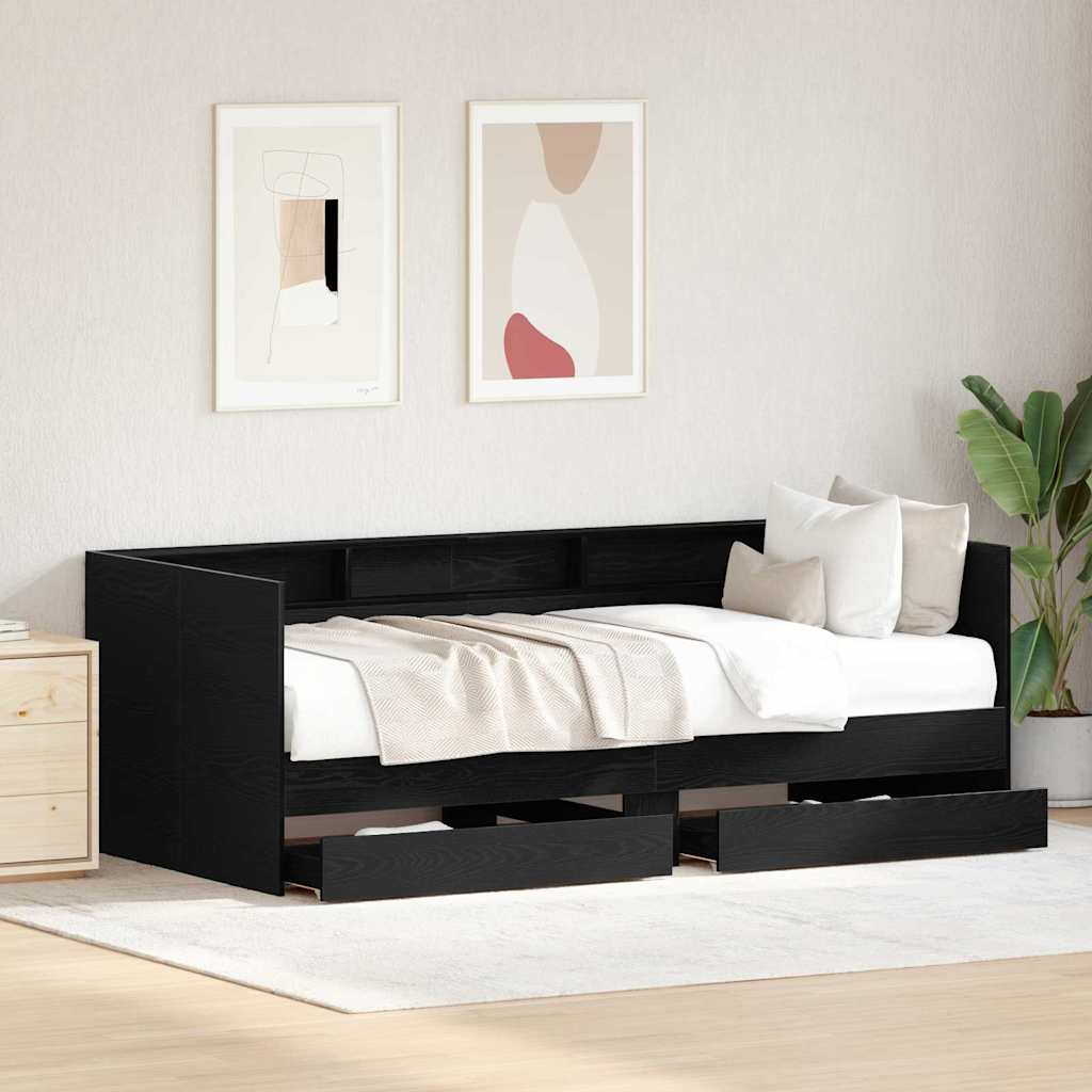 Krevet na dan Crni hrast 90 x 200 cm Konstruirano drvo