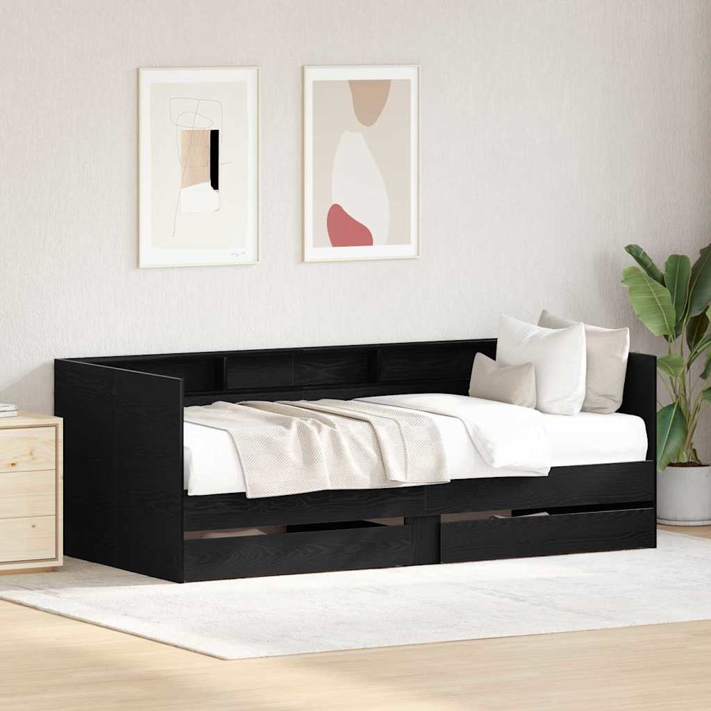 Krevet na dan Crni hrast 90 x 190 cm Konstruirano drvo